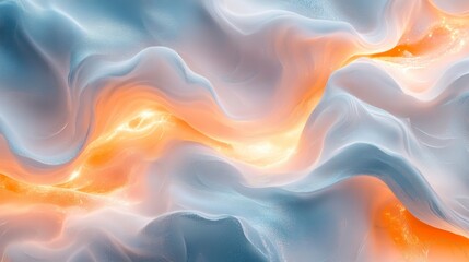 Obraz premium Flowing abstract design with orange and blue hues, creating a dynamic visual texture