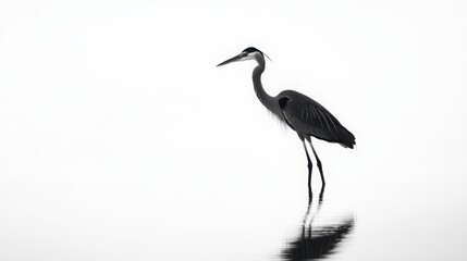 Obraz premium Great Blue Heron in Minimalist Water Setting