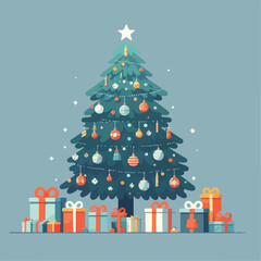 Fototapeta premium beautiful christmas tree vector image