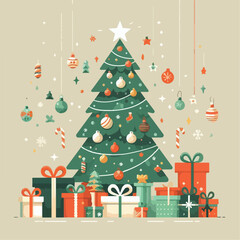 beautiful christmas tree vector image