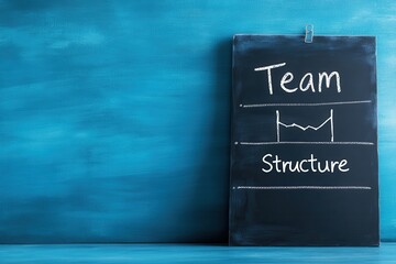 A chalkboard displaying team structure concepts with a calming blue background, promoting effective teamwork and collaboration.