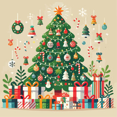 beautiful christmas tree vector image