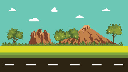 mountain road animation background vector illustration