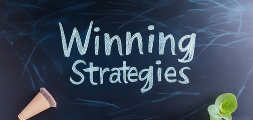 A creative chalkboard displaying the phrase 'Winning Strategies', ideal for motivational or educational themes.