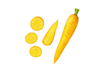Premium yellow carrot picture isolated on transparent background elevates colourful salad visuals