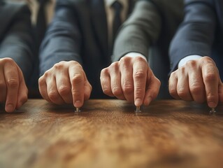A photograph of board members voting on strategic company decisions, Governance, Formal and decisive