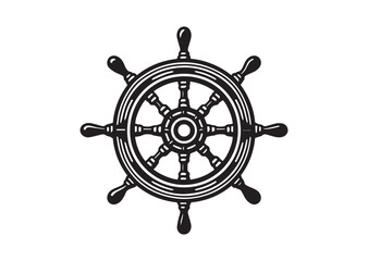 Obraz premium Steering Wheel Icon, Ship Steering Wheel Silhouette Vector