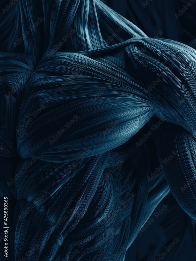Aufkleber Abstract Dark Blue Lines Illustrate Muscle Groups, Showcasing Intricate Forms and Textures Related to Human Anatomy and Structure