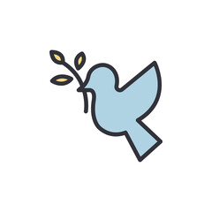 Stylized Dove With Olive Branch Symbolizing Peace And Hope