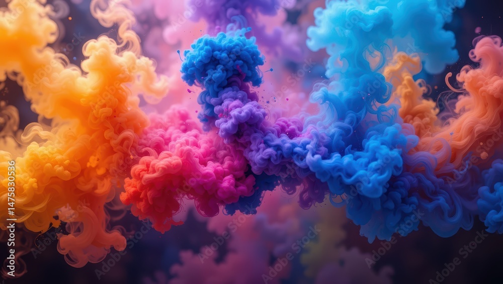 Wall mural colorful abstract smoke swirls creating dynamic fluid formation in ethereal background
