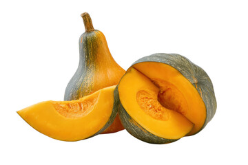 Whole neck pumpkin isolated commercial photograph on transparent background clean lighting for design projects