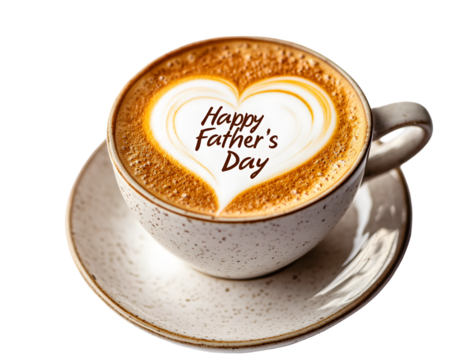 Coffee cup with text Happy Father's Day art on transparant background"