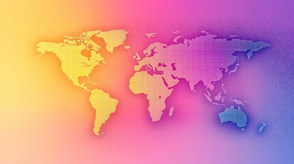 Fototapeta premium Global Network, Colorful World Map Visualization