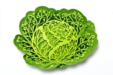 Fototapeta premium A vibrant green cabbage with intricate leaf patterns, showcasing its natural beauty and freshness for culinary use.