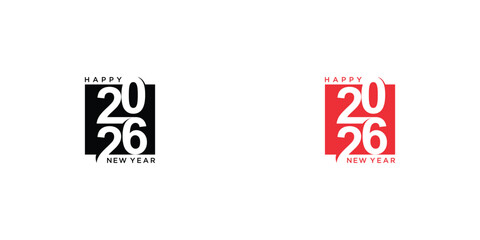 Creative happy new year 2026 logo design with modern concept premium vector