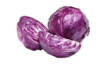 Fototapeta premium Vibrant red cabbage flat-lay photo isolated on transparent background for colorful menu designs