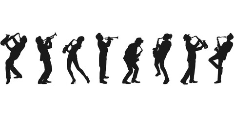 silhouette vector design illustration of a person playing saxophone eps 1