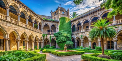 Obraz premium Historic university building with ancient stone walls and Gothic arches