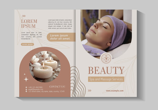Beige Minimal Wellness Beauty Massage Brochure Design