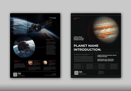 Black And Red Space Satellite Planet Research Poster Design