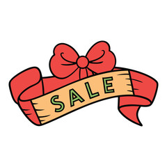 Charming sale label with a decorative bow, perfect for gift tags, promotions, or festive discounts. Eye-catching design adds elegance to any retail or holiday display.
