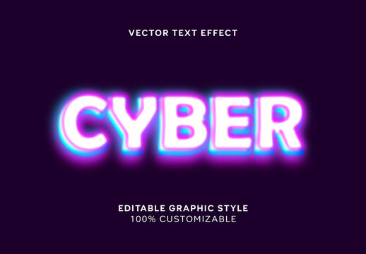 Pink And Blue Font Glow Cyber Light Text Effect