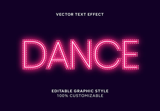 Pink And White Neon Font Retro Night Text Effect