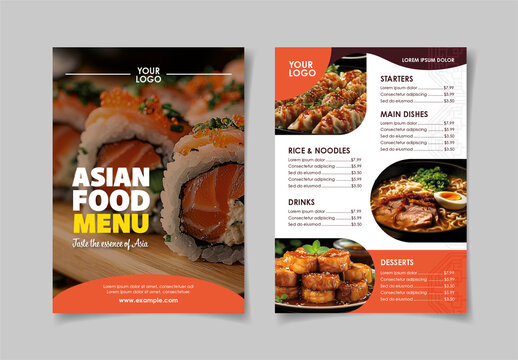 Red And White Clean Food Dishes Layout Menu
