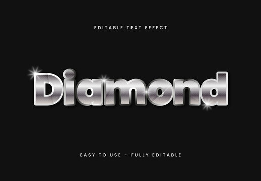 Silver Chrome Font Diamond Sparkle Metallic Text Effect
