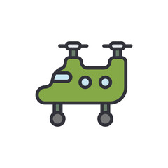 Olive Green Two Rotor Aircraft With Landing Gear Illustration