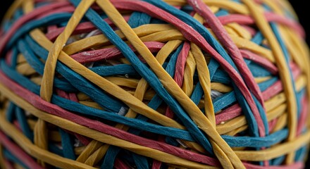 Intricate Rubber Band Sphere: A Macro Photography Study of Texture and Color