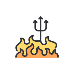 Stylized Icon Of A Trident Emerging From Flames With A Transparent Background