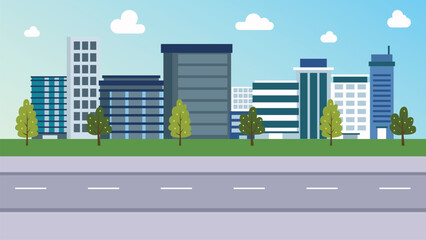 building city road animation background vector illustration