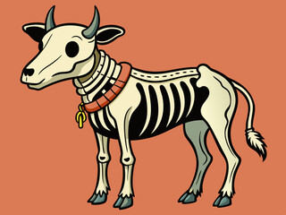 cow skeleton with bell collar