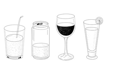 Drawing of Drinks Clip art | Glass Cups | hand drawing 