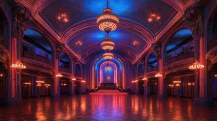 Obraz premium Grand Ballroom under Majestic Lighting: An Architectural Marvel