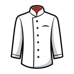 Elegant White Chef Jacket with Black Trims Professional Culinary Attire on white background