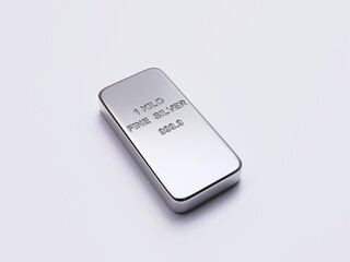3d render Silver bar 1kilo isolated on white