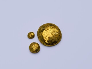 3D render gold from electronic isolated on white