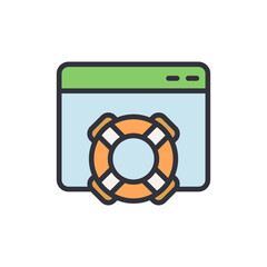 Online Assistance Illustration Featuring Lifebuoy Symbolizing Customer Care