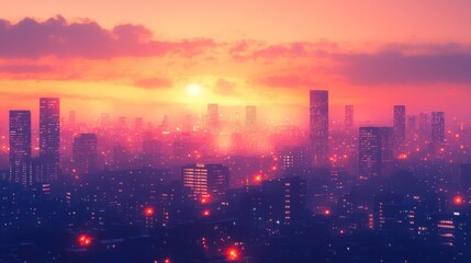 Fototapeta premium Cityscape at sunset