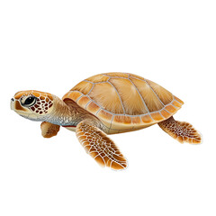 Obraz premium Illustration of a realistic sea turtle with detailed shell and features