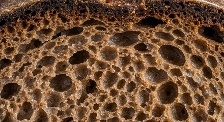 Close-Up of Bread Texture: A Detailed Look at the Airy Interior of a Loaf