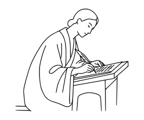 Calligrapher writing clipart 