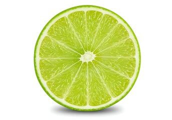 A halved lime isolated against a pure white backdrop