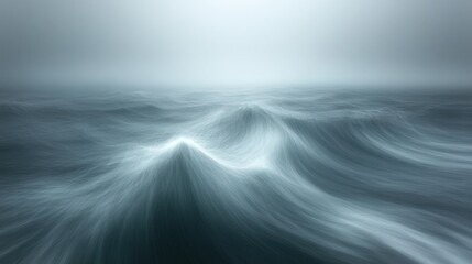 Fototapeta premium Misty, ethereal ocean waves. Soft, flowing forms. Abstract, serene seascape