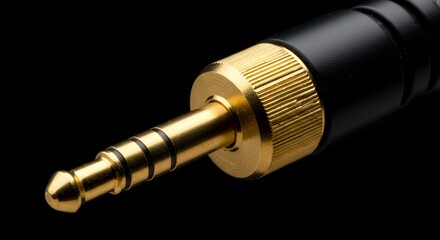 Close-up of a TRS 3.5mm Gold Plated Stereo Audio Jack Connector
