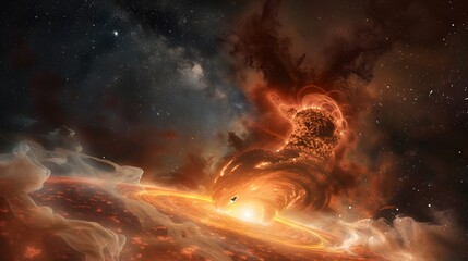Fototapeta premium there is a very large object in the sky with a star in the background