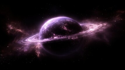 Fototapeta premium Cosmic planet with rings in deep space