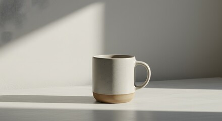 Obraz premium Minimalist Ceramic Mug in Soft Light A Study in Simple Elegance and Warmth